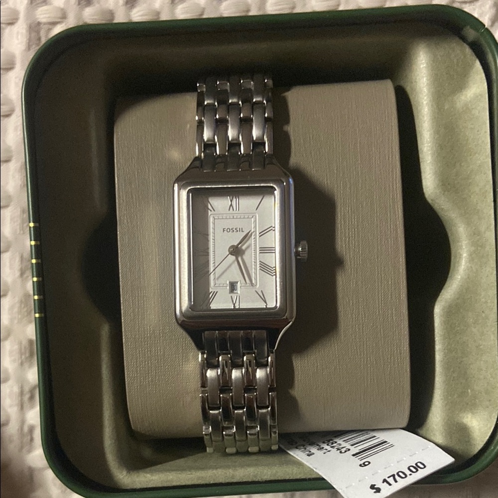 Fossil Silver Rectangular Timepiece